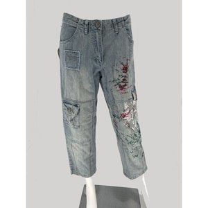 NWT Blue Willi's A life more pleasant painted cropped jeans Size 36